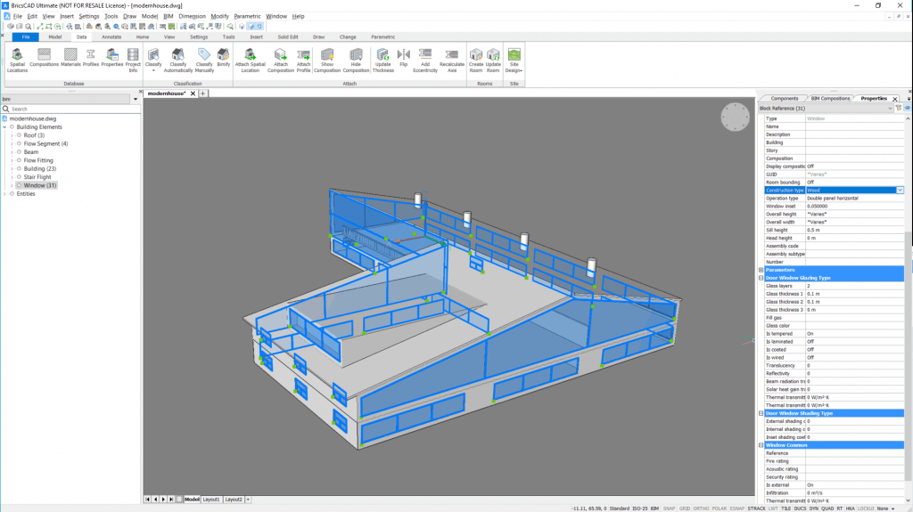 IFC in BricsCAD<sup>®</sup> BIM- window matterial-1024x575