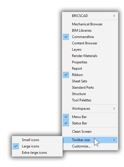 Customize Toolbars and Button Icons - menu