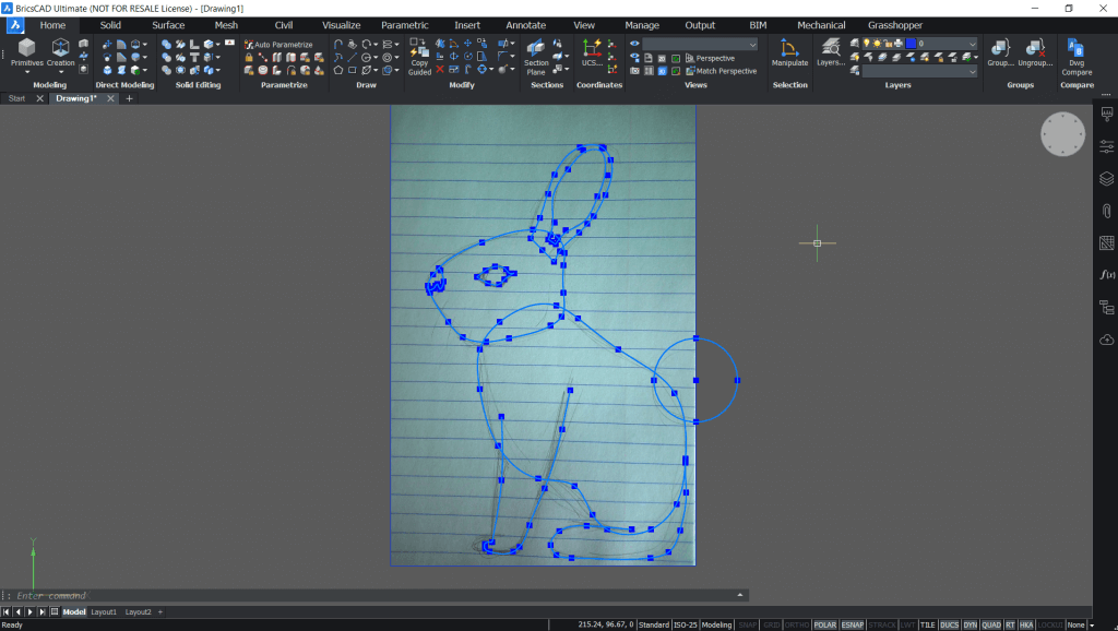 Use Complex, Curved Solids to Draw a 3D, Easter Bunny- outlines-1024x578