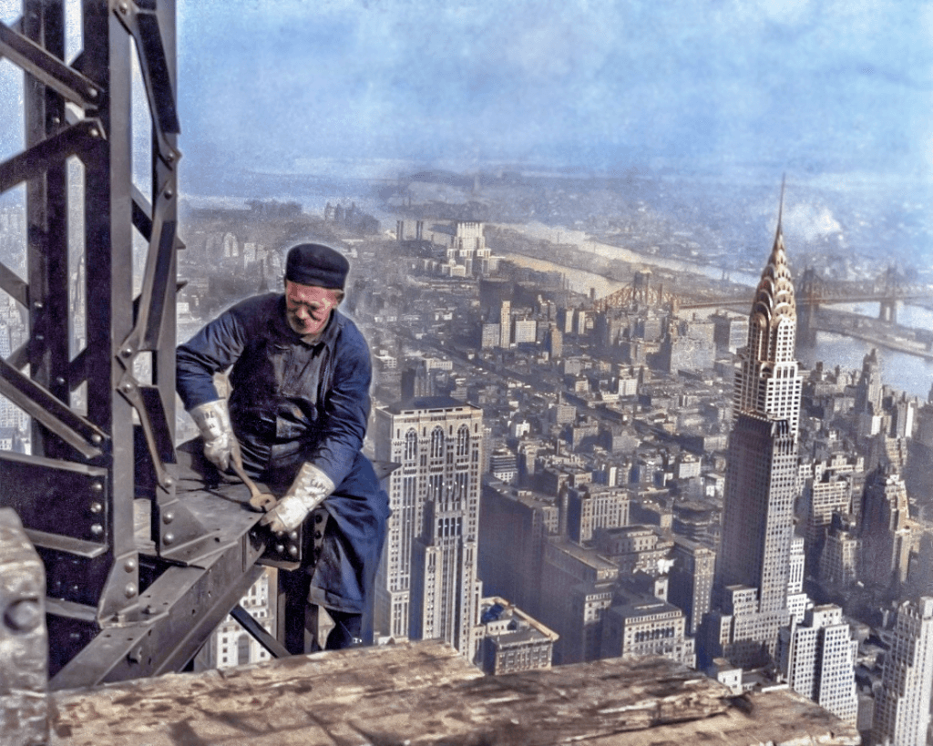 The History of Engineering in Color- constructionworker empirestates-1024x819