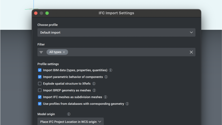IFC Import Dialog IFC Import Dialog