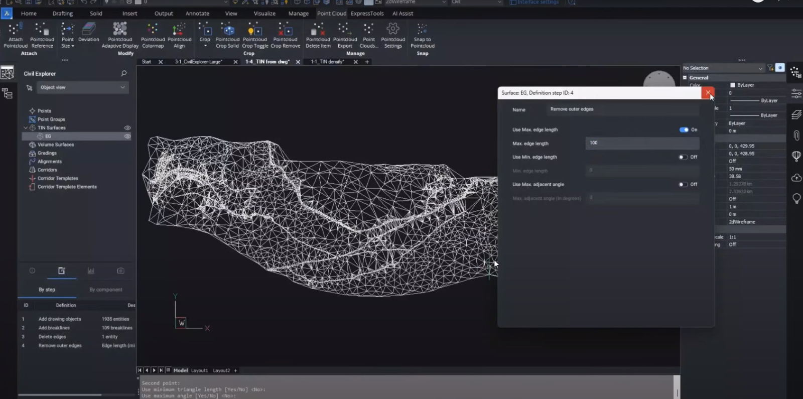 BricsCAD Pro for Civil Explorer V23.2 TIN surfaces