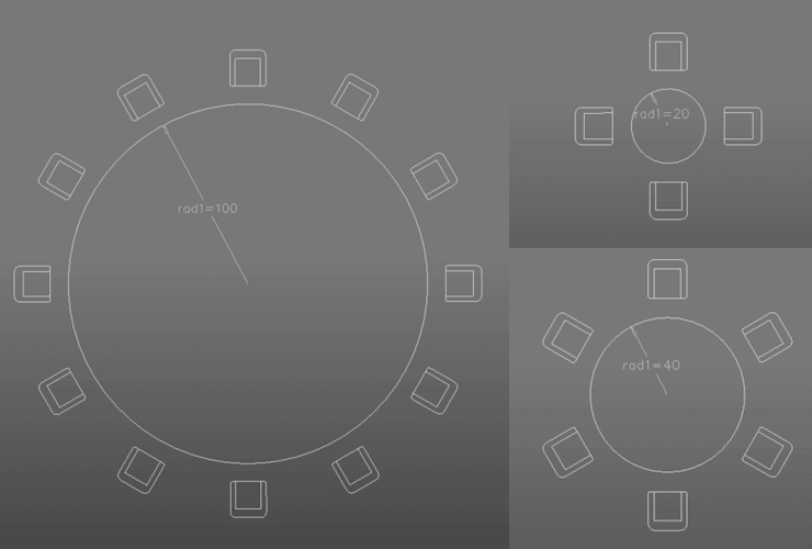 2D Parametric constraints- table chairs