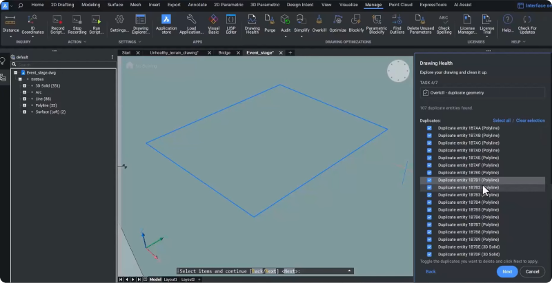 Duplicate polylines