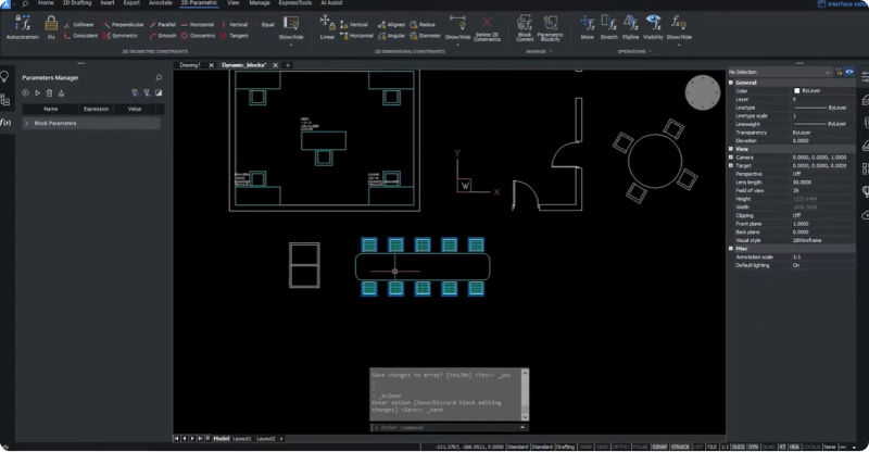 Result Converted and Edited Parametric Blocks
