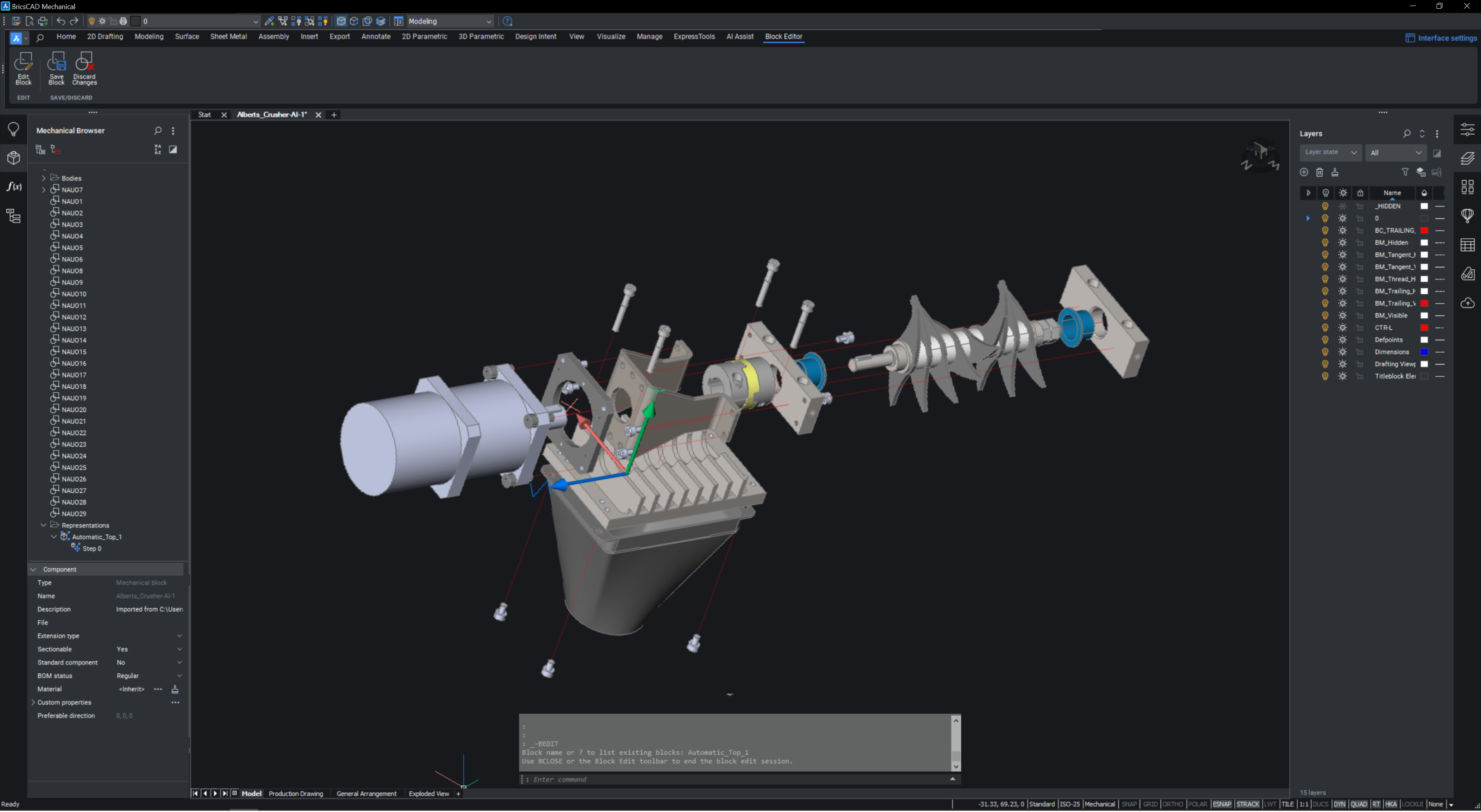 BricsCAD Mechanical interface 3D