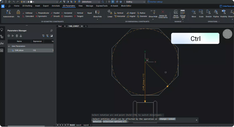 Parametric Rotate BricsCAD