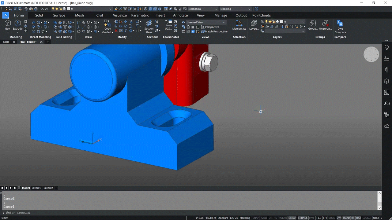 How to use Automatic chamfer recognition in BricsCAD 1,30-1,39