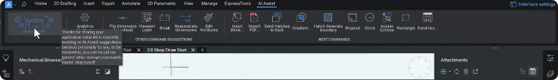 IA Assist na Faixa de opções do BricsCAD