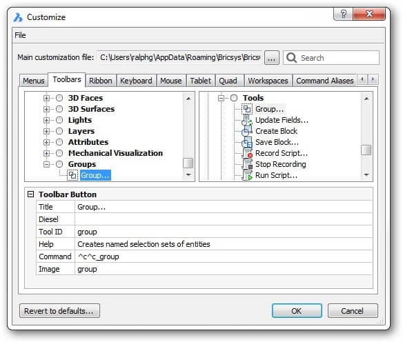 Customize Toolbars And Button Icons - Customizing BricsCAD® - P8 ...