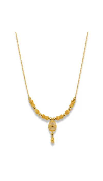Elegant 21K Gold Mala with Earrings Set