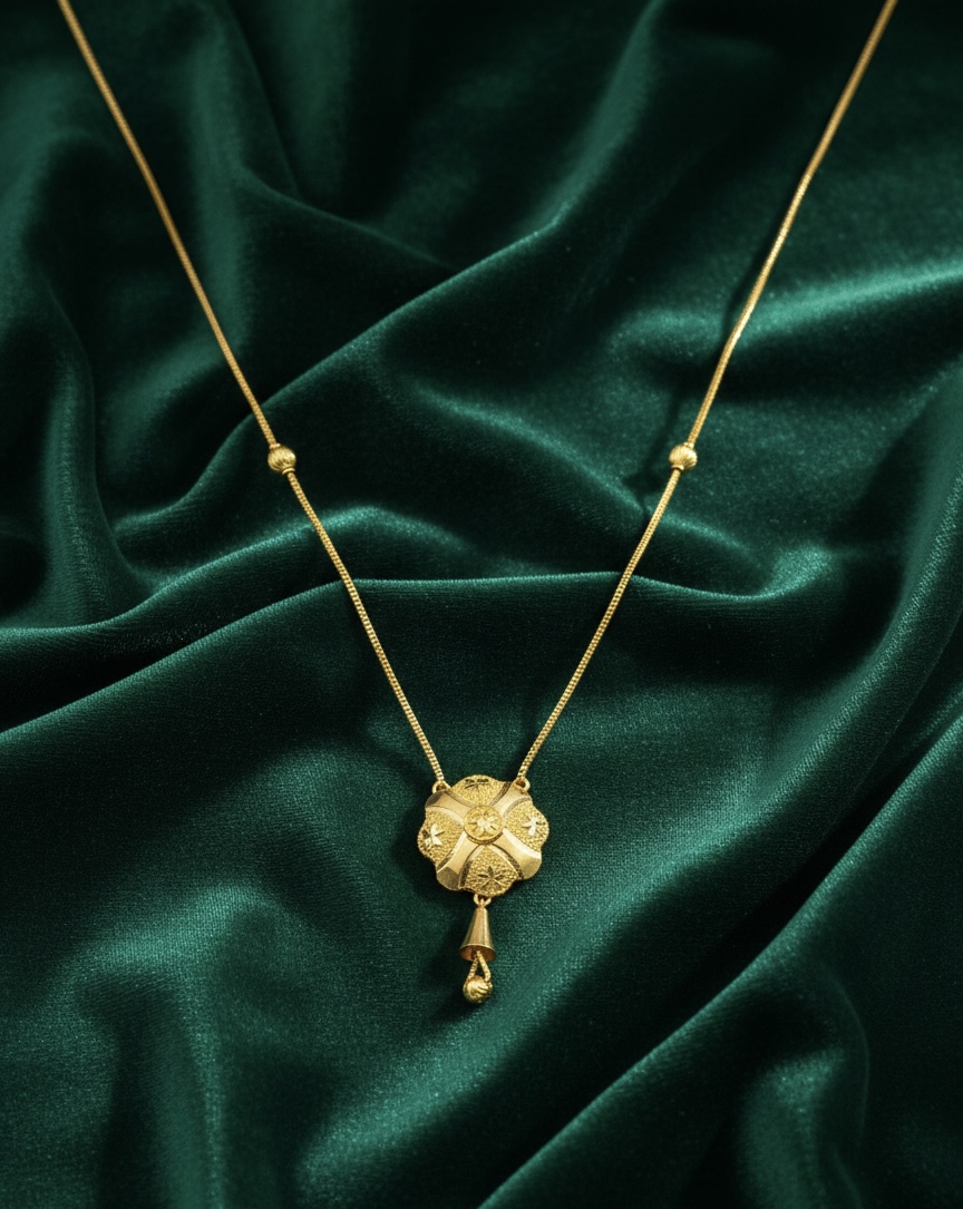 Elegant 21K Gold Mala with Earrings Set – Ready to Wear