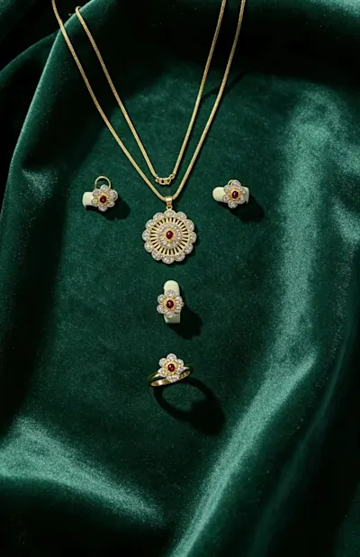 Elegant Gold Diamond Jewelry Set