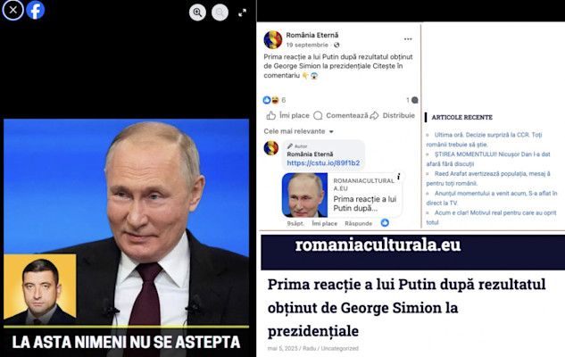 Sample of coordinated pages - before and after Romanian elections - which continue to spread various narratives.