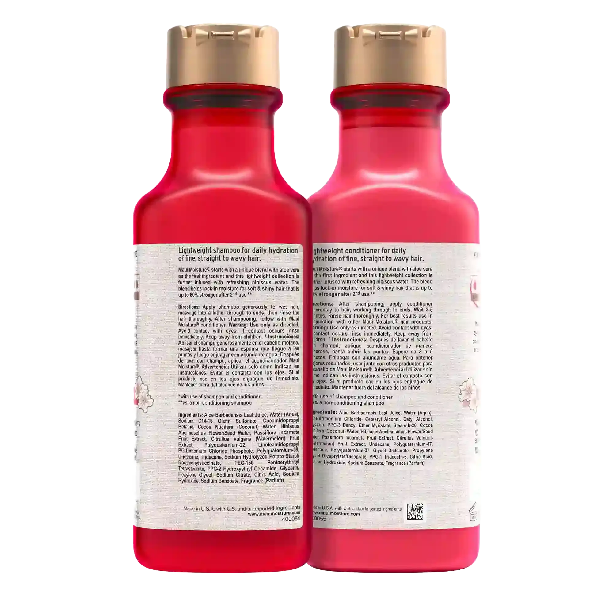 Maui Moisture® Hibiscus Water Shampoo Conditioner Bundle Back of pack