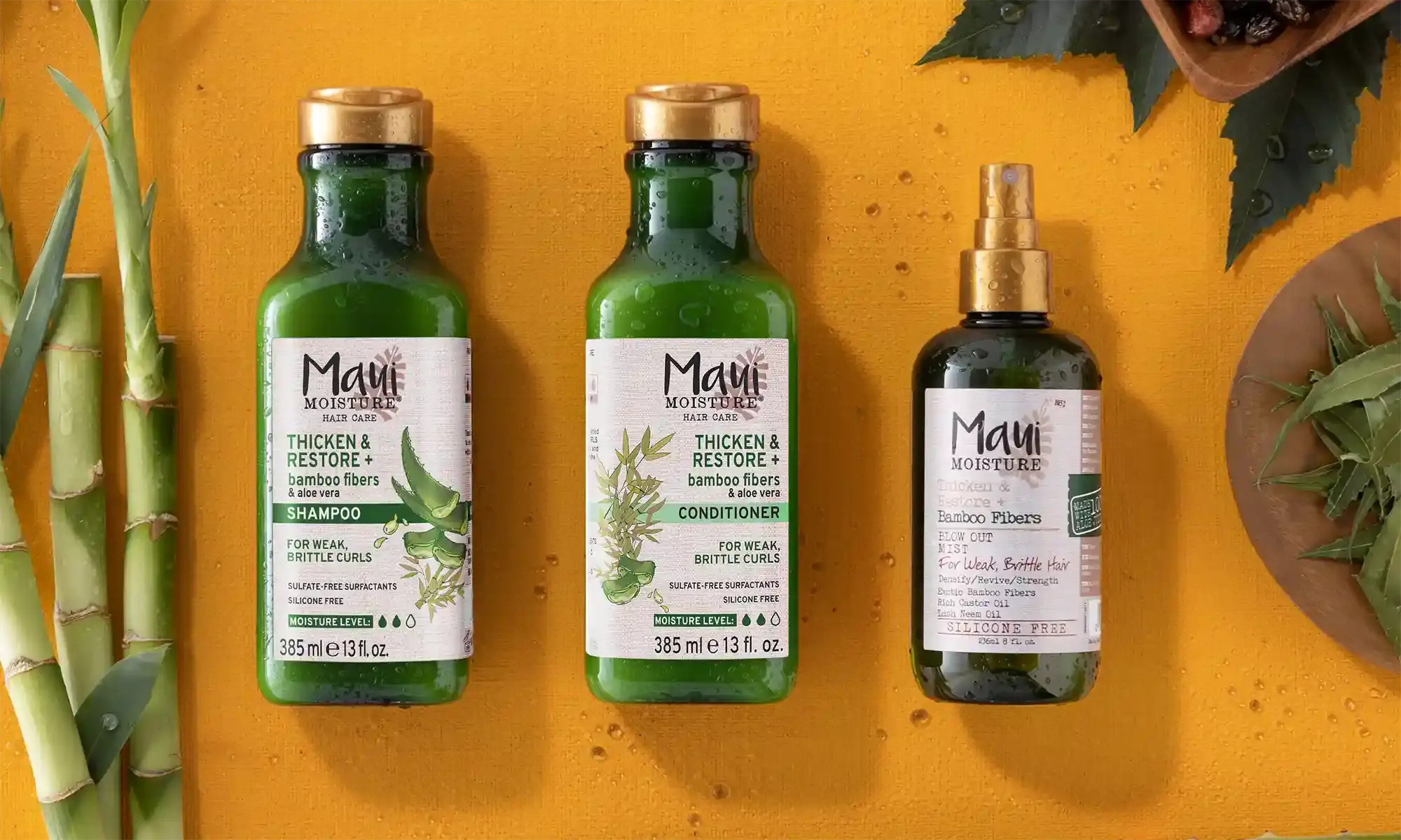Maui Moisture® Thicken & Restore + Bamboo Fibers product line