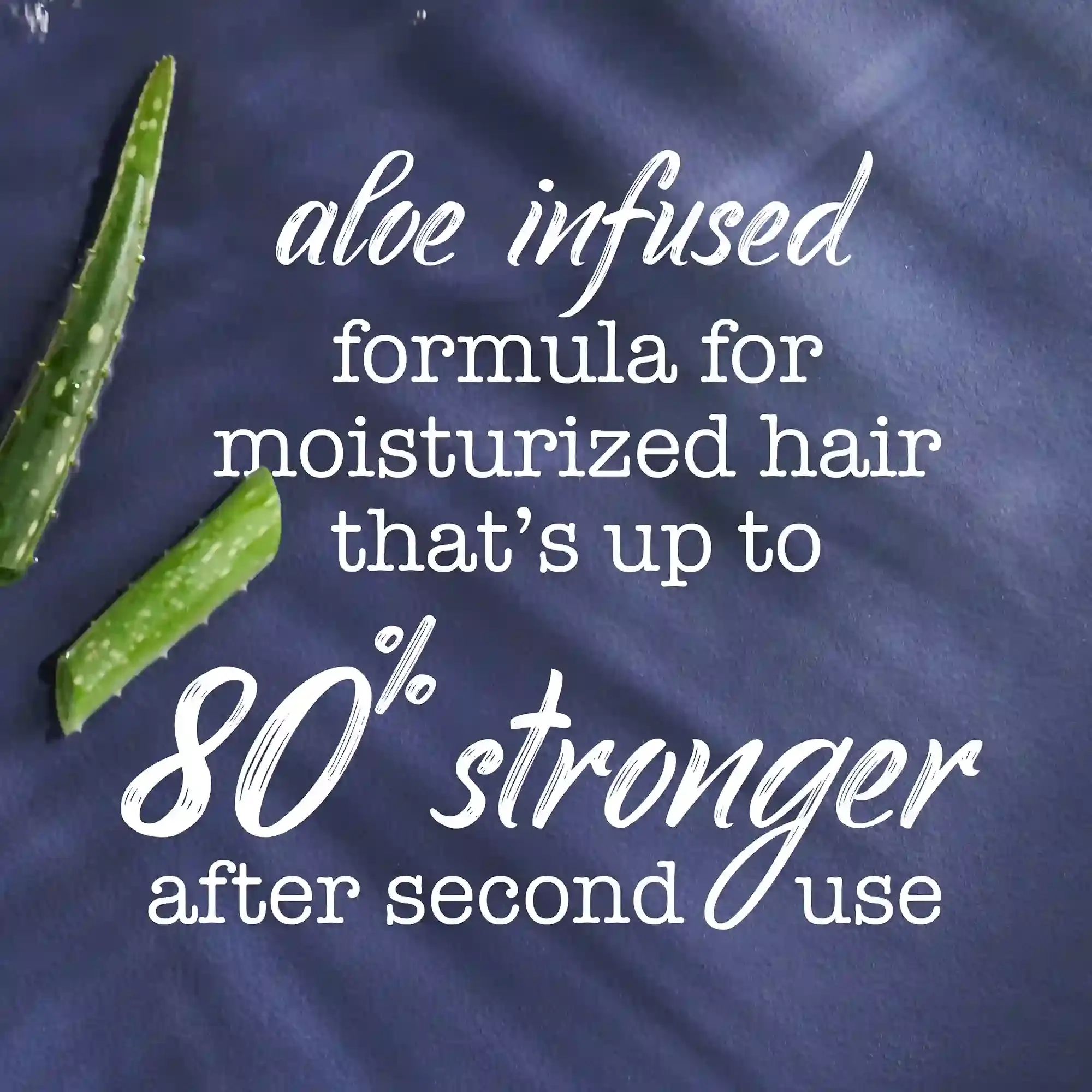 Aloe infused formula for moisturized hair that's up to 80% stronger after second use