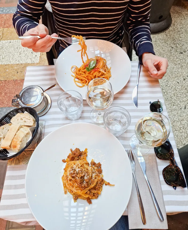 Homemade pasta & frizzante at  Buca San Petronio, Bologna