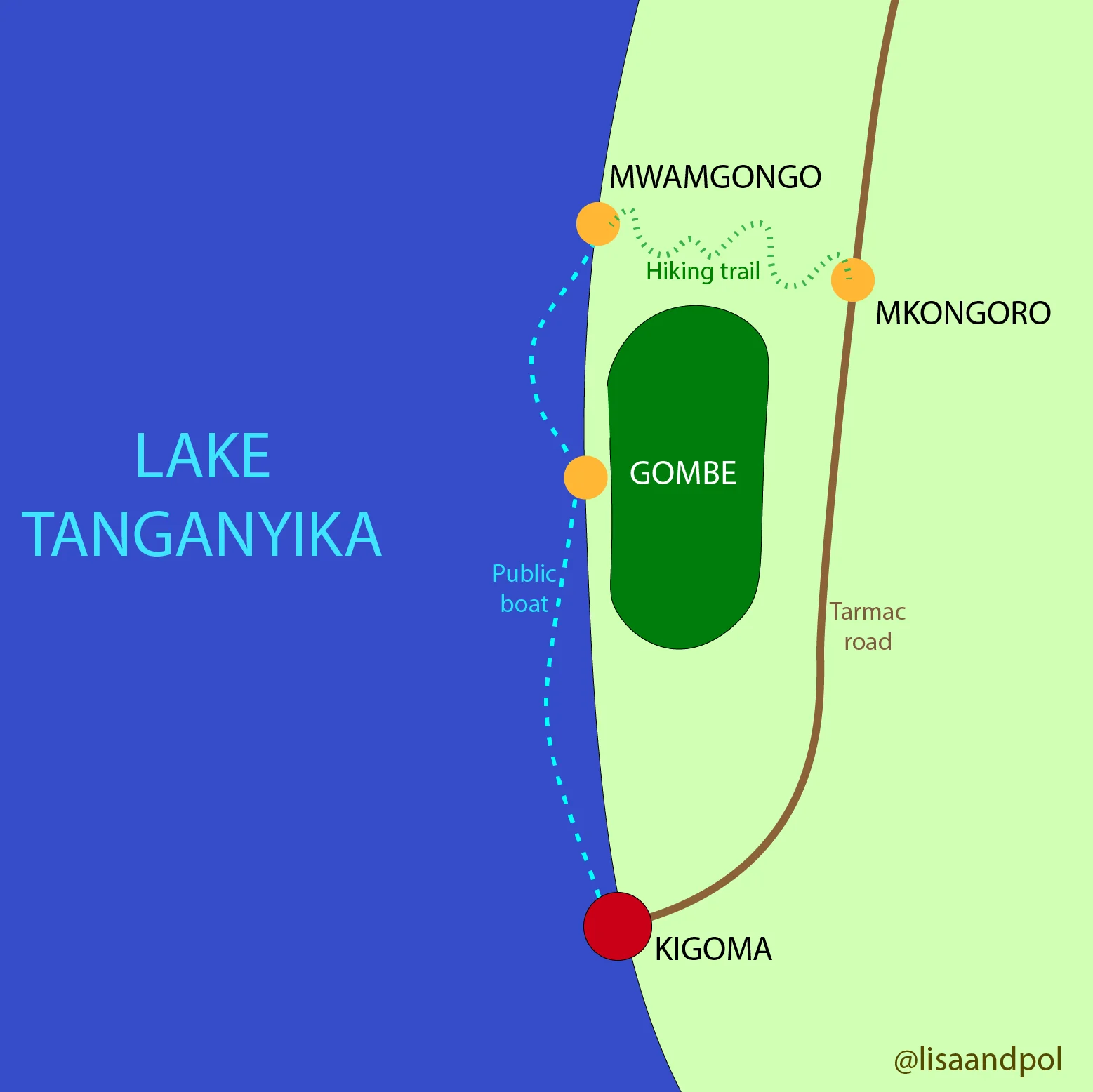 How to get to Gombe National Park - Our map !