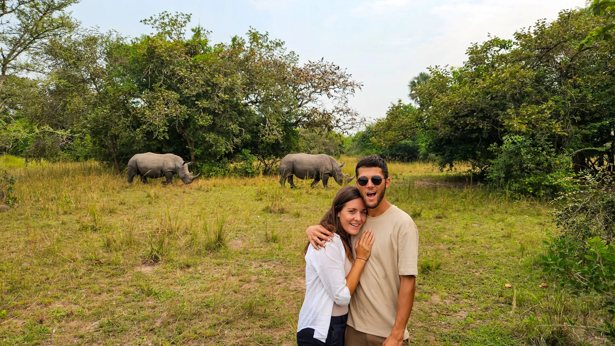 Lisa and Pol seeing rhinos for the first time !