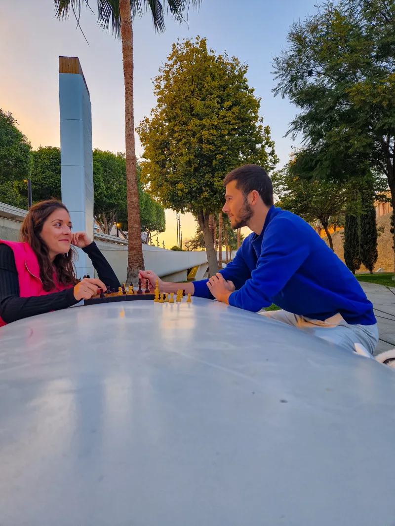 Playing chess in Nicosia's Eleftheria's square