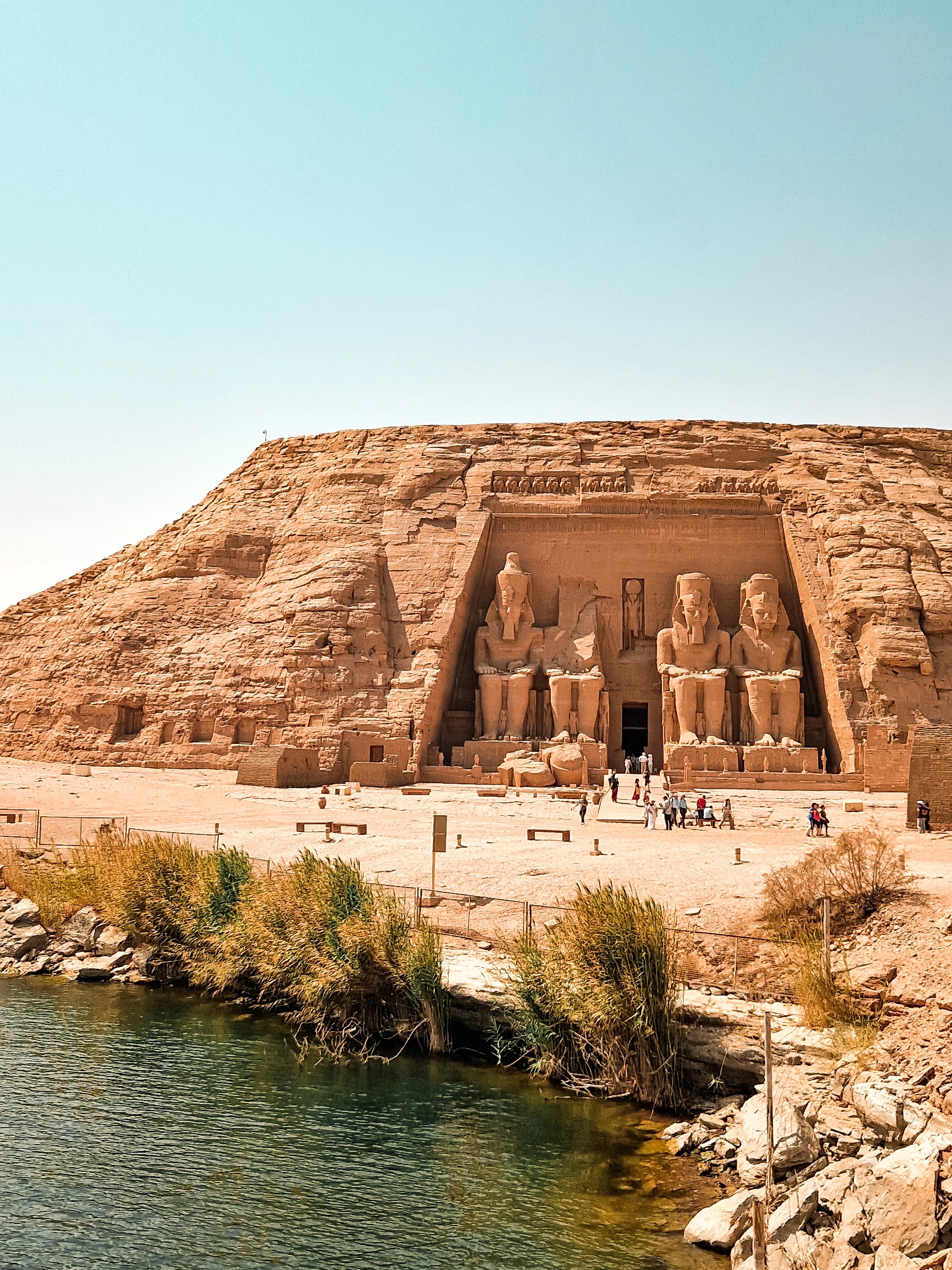 Abu Simbel lies directly on the Nile river, not so far from the Sudan border