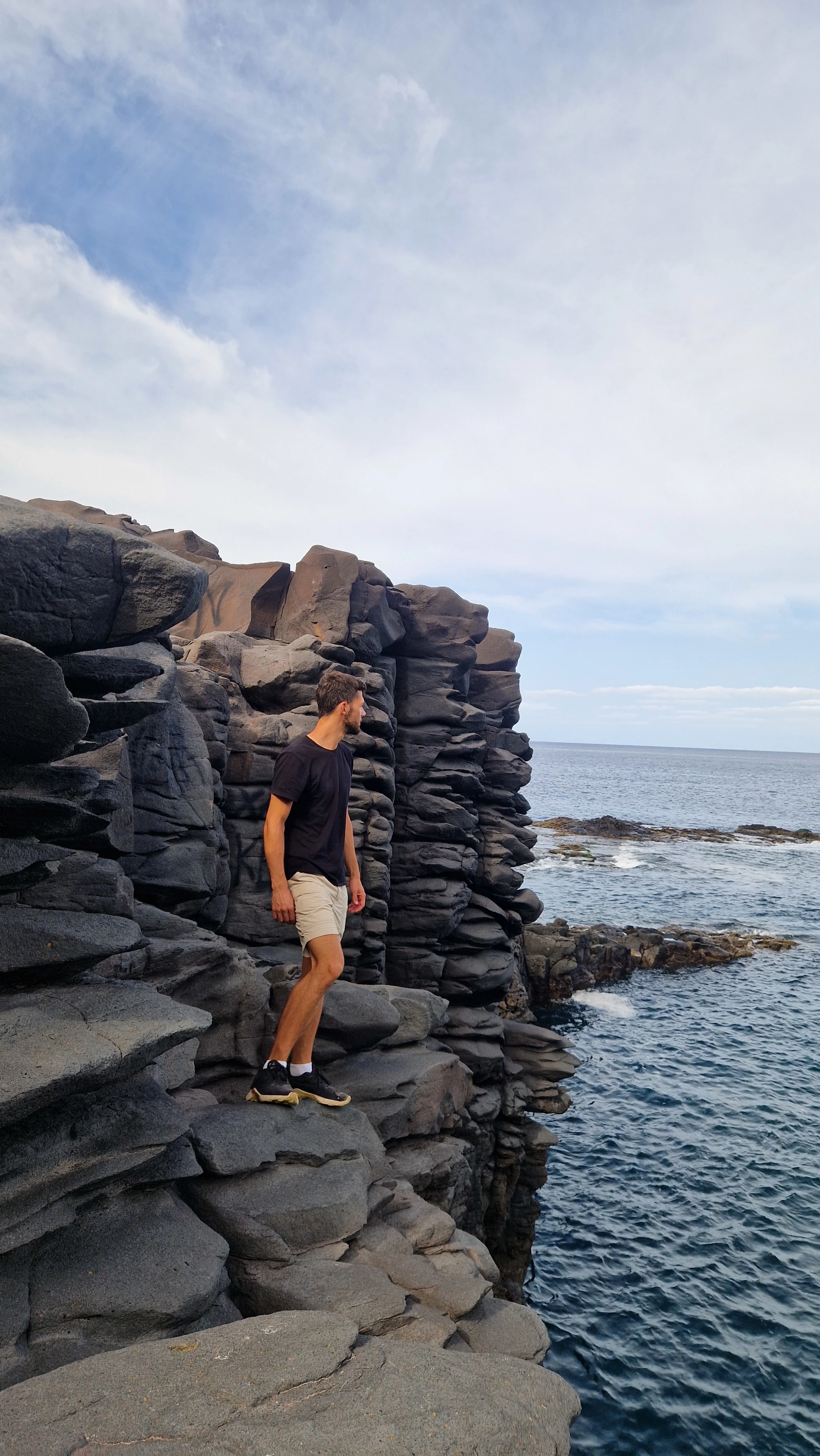 The cliffs at the natural pools in Ribeira da Prata