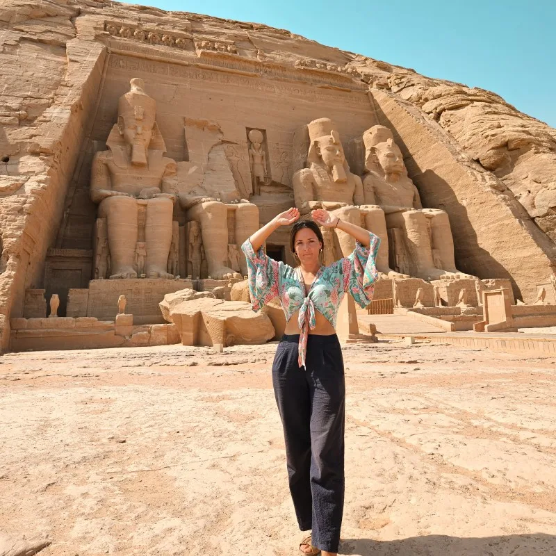 Lisa in Abu Simbel square