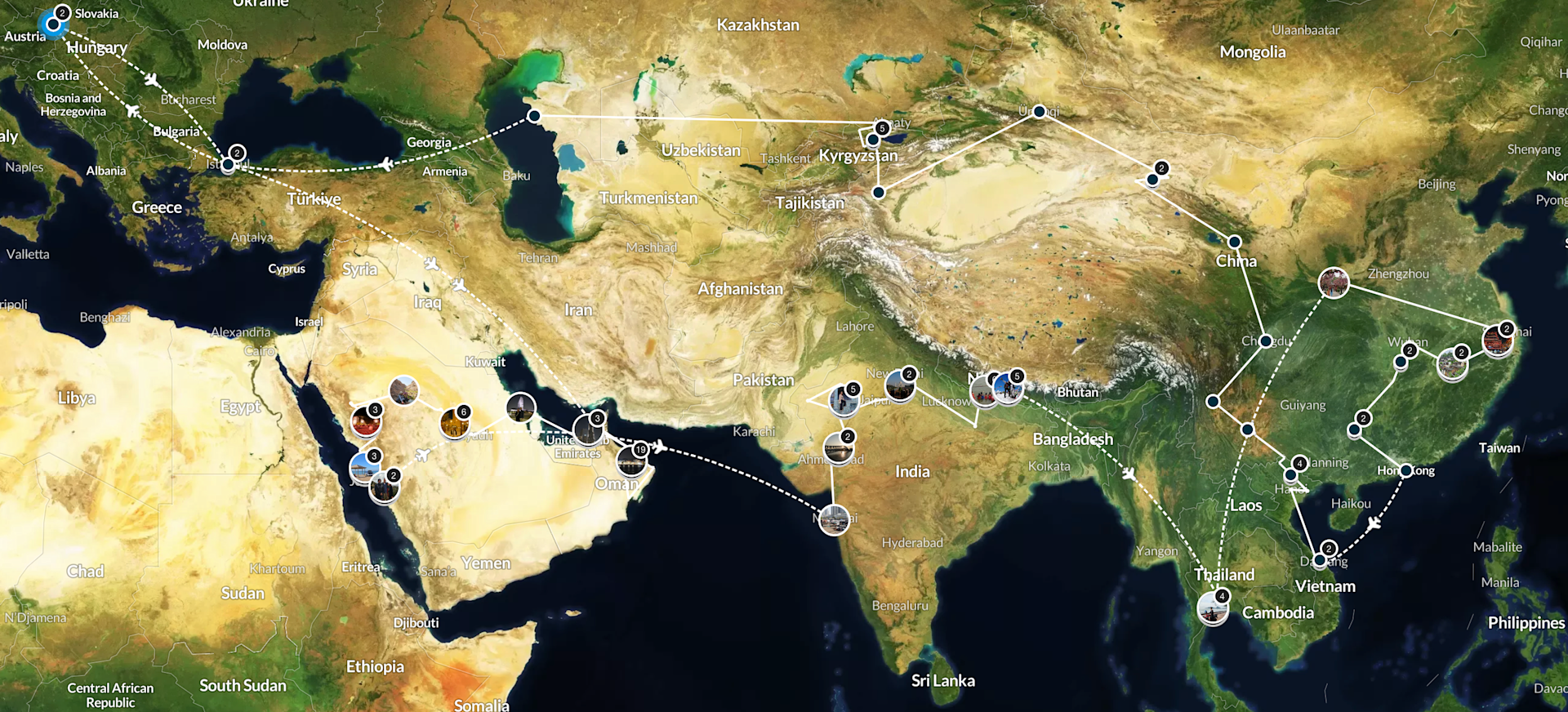Lisa and Pol's itinerary in Asia