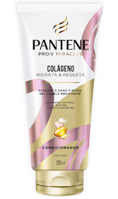 Condicionador sem sulfatos Pantene com colágeno e biotina, hidrata e resgata os cabelos quimicamente tratados
