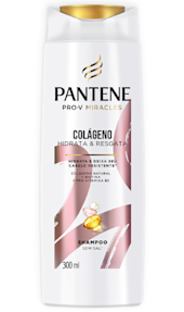 Shampoo sem sal Pantene com colágeno e biotina, hidrata e resgata os cabelos quimicamente tratados