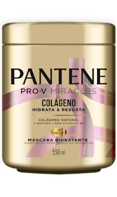 Máscara Hidratante da coleção Pantene Colágeno Hidrata e Resgata cabelos danificados por química.