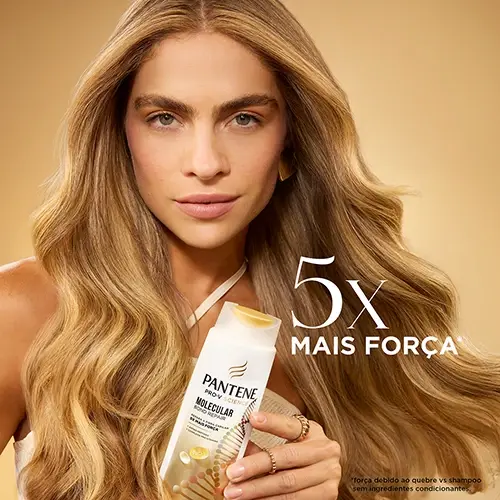 5x MAIS FORCA  *força debido ao quebre vs shampoo sem ingredientes condicionantes.