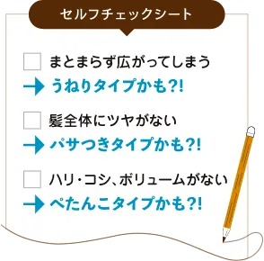 髪悩みタイプのセルフチェックシート