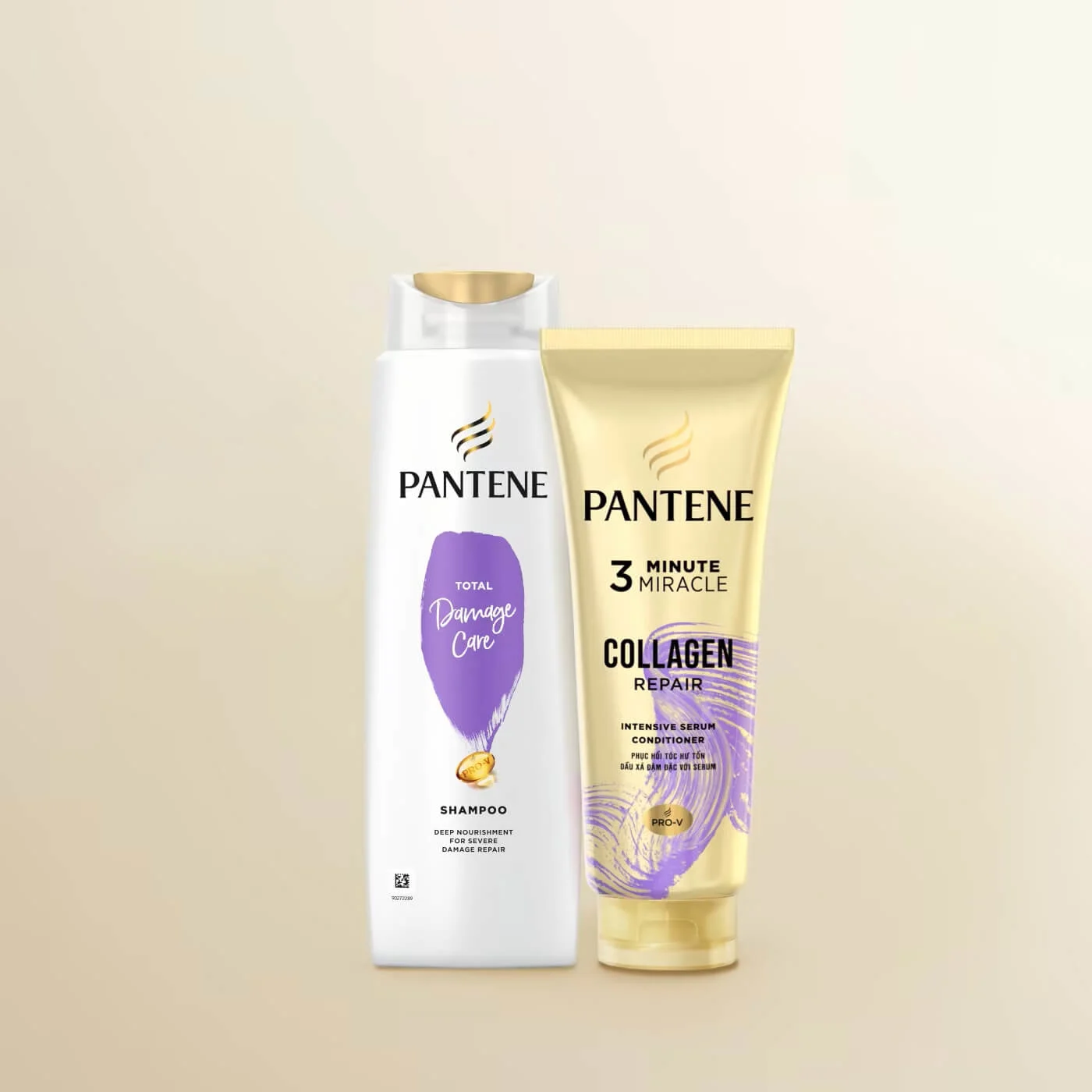 Pantene Total Damage Care shampoo and conditioner for repairing visible hair damage