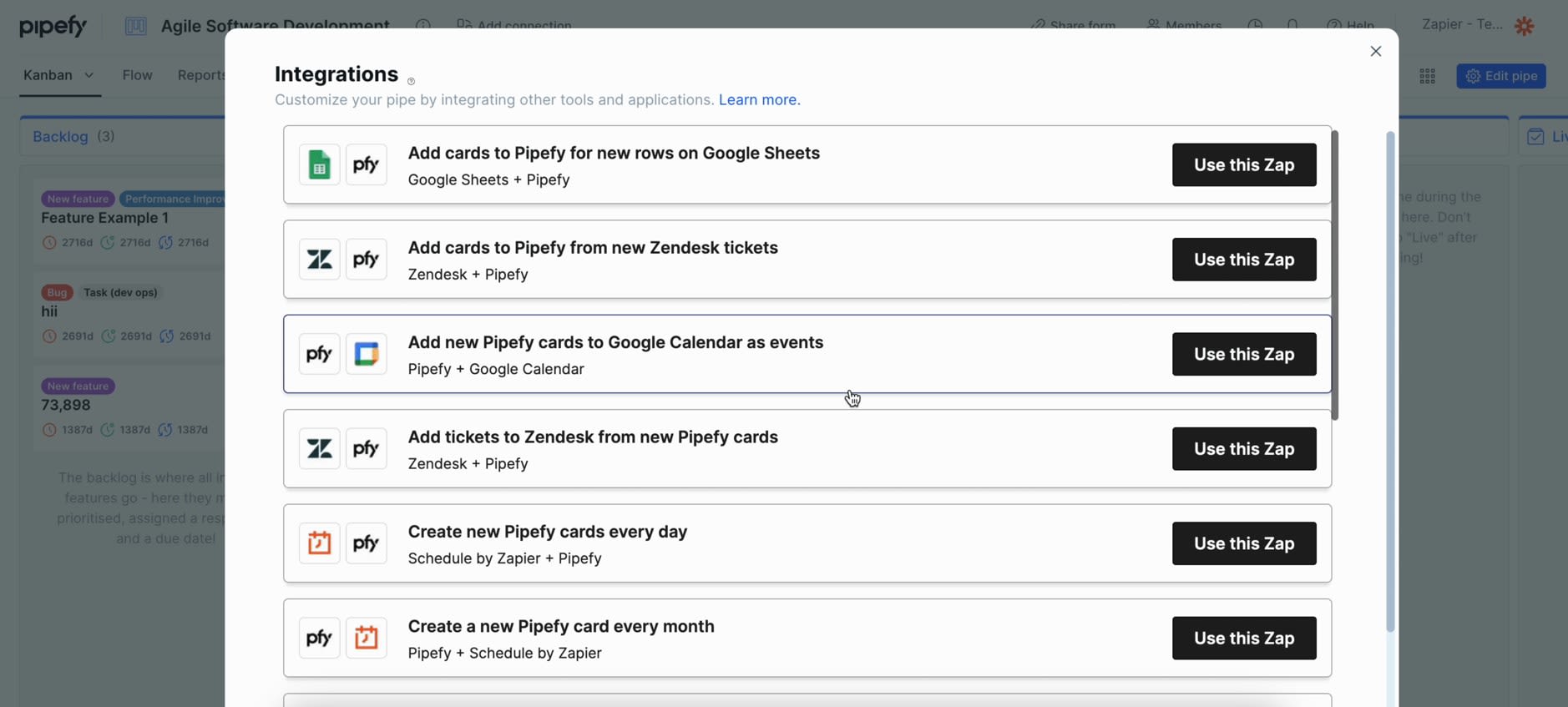 Gallery thumbnail for the Pipefy partner embed page