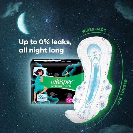 Buy Whisper Bindazzz Nights Sanitary Pads Xl - MedPlus