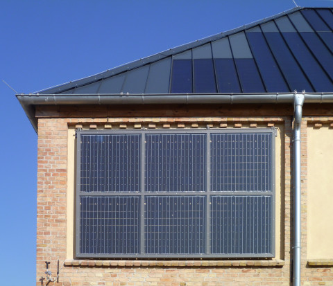 Nechlin Magazine Facade element with custom sized Photovoltaic System