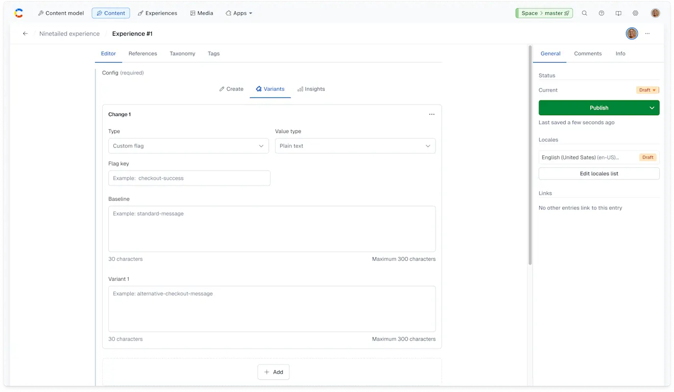 Custom flags in Contentful Personalization