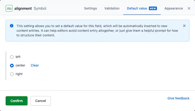 Default values for entry fields | Contentful