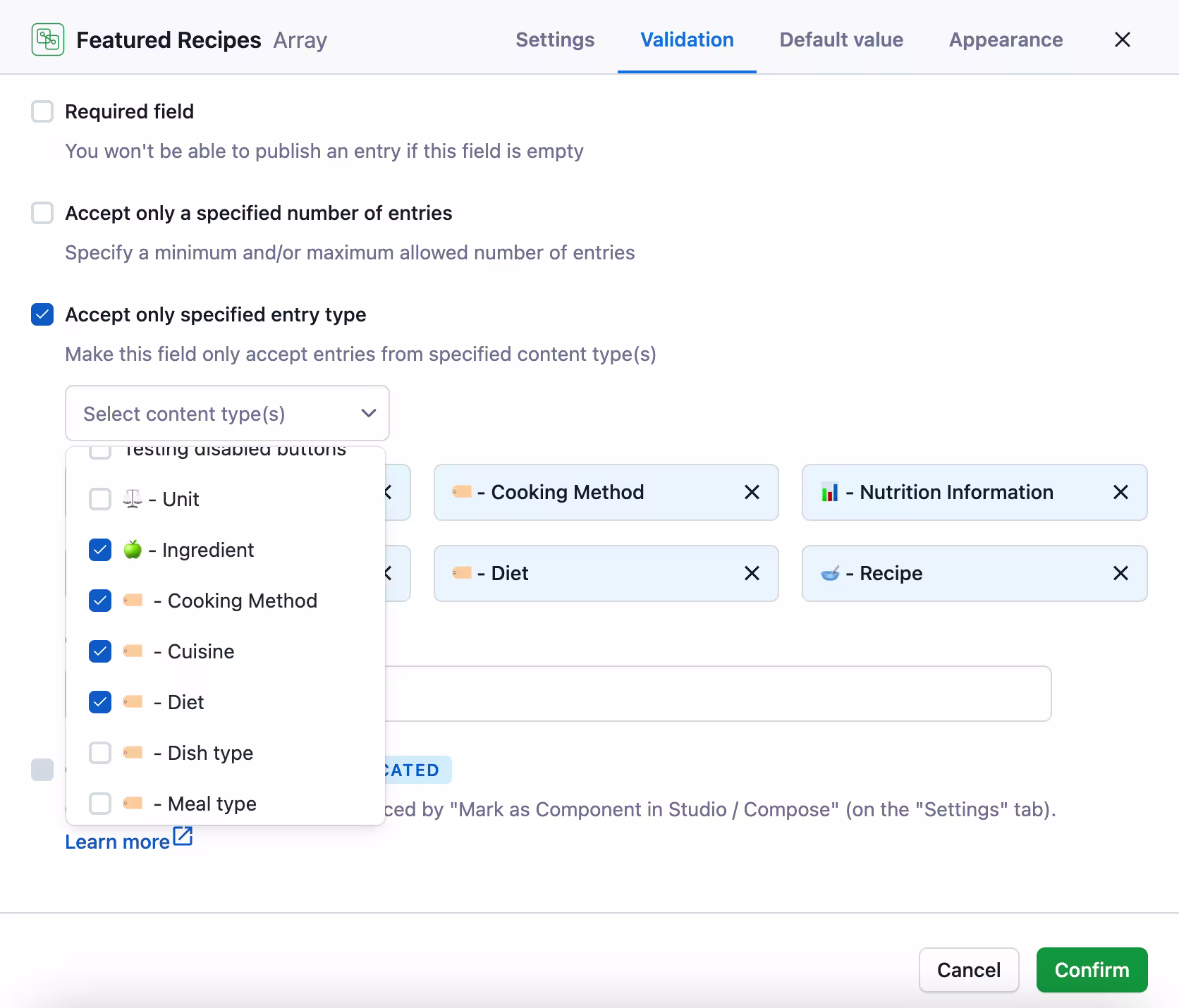 Redesigned reference field checkboxes