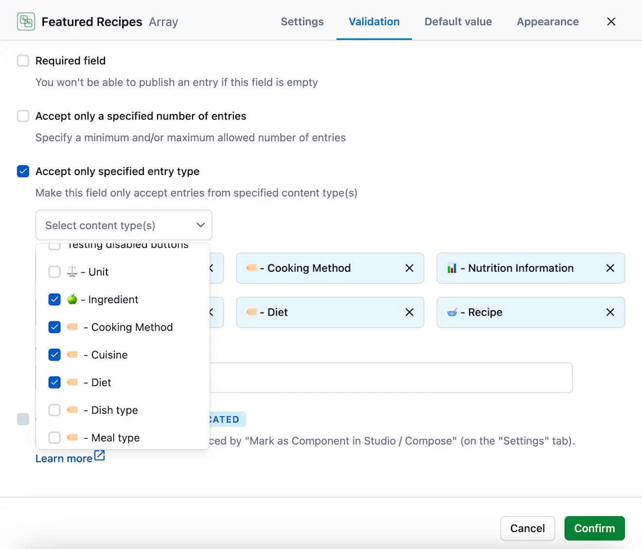 Redesigned reference field checkboxes