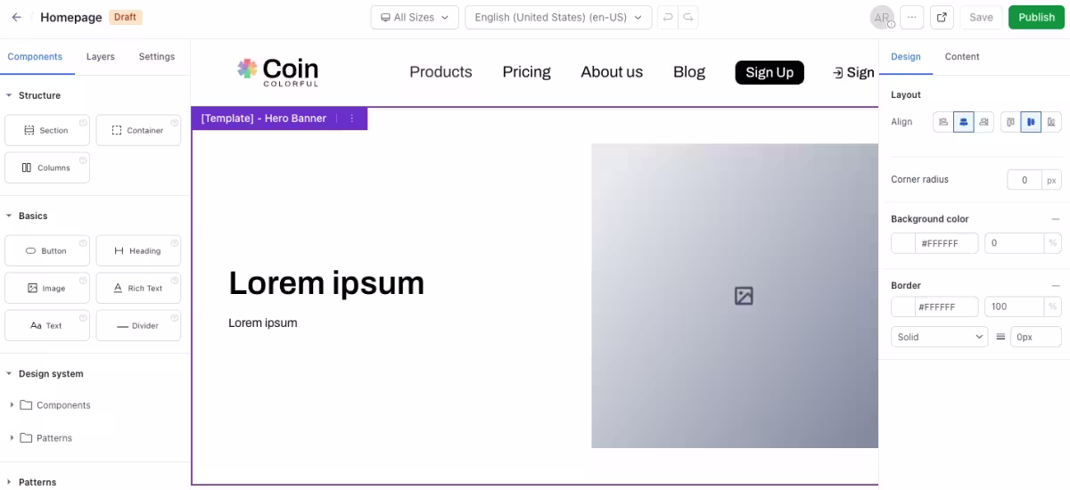 Editable Patterns - Contentful Studio 