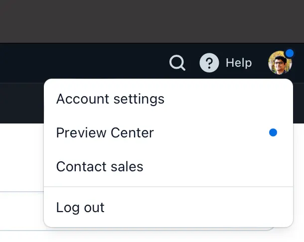 preview center dropdown