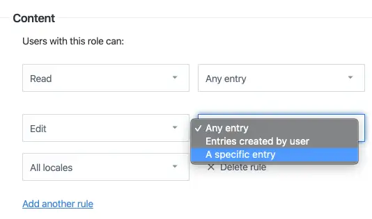 Restriction on specific entries
