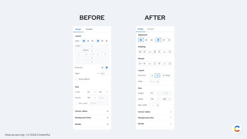 Design properties update