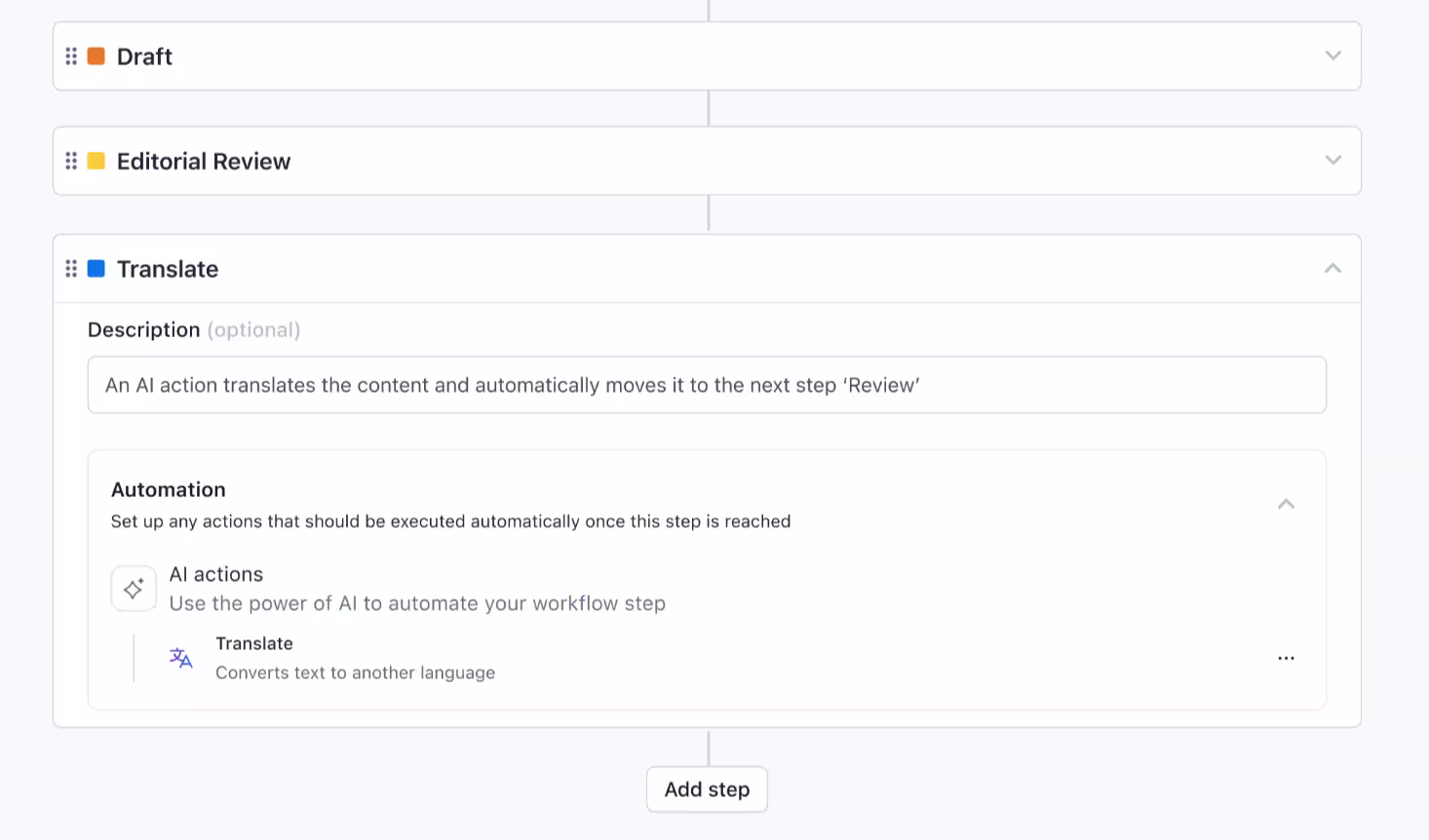 workflows ai actions steps