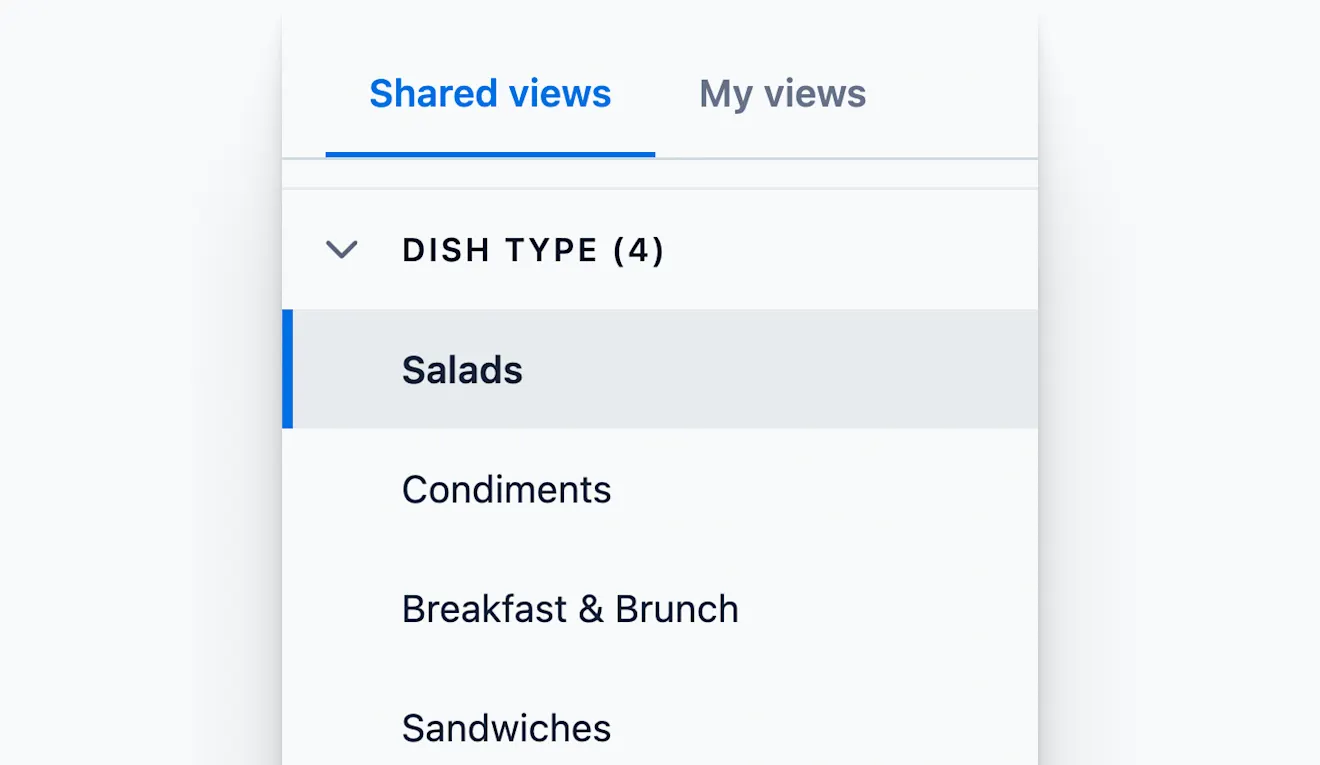 Views and folders in the Contentful web app