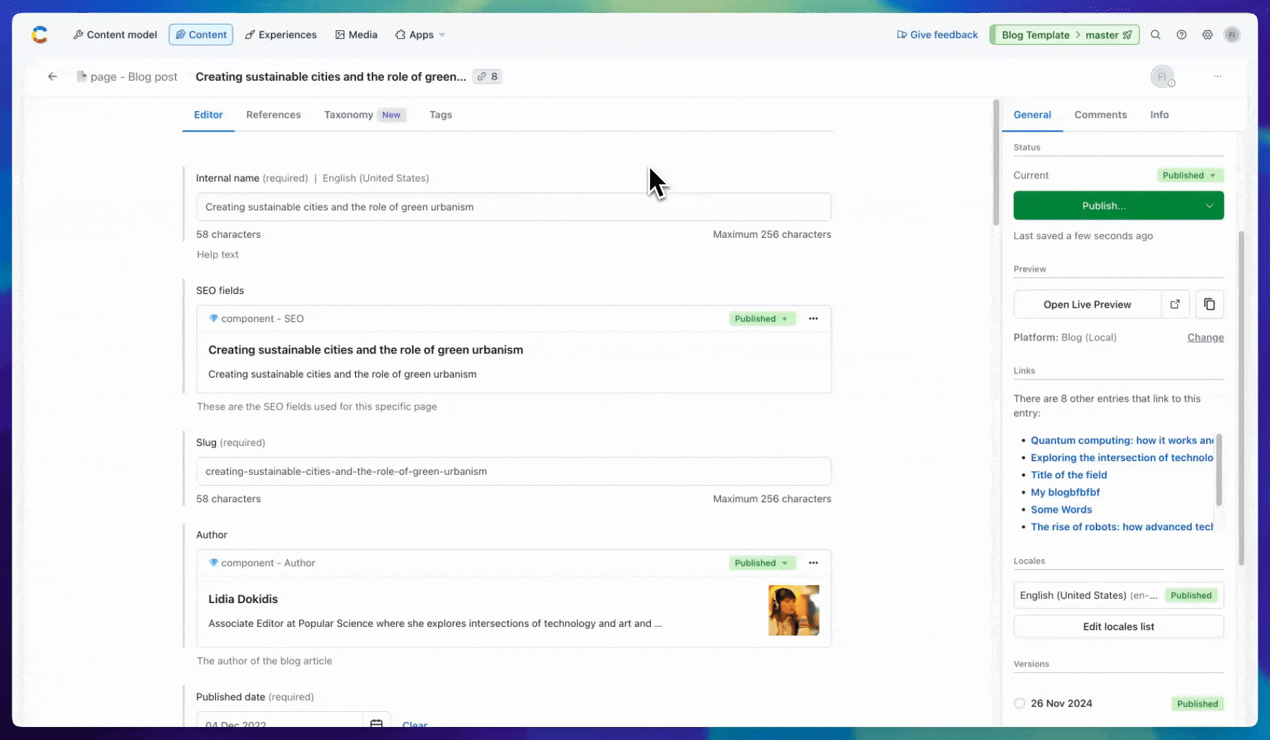 Locale-based publishing