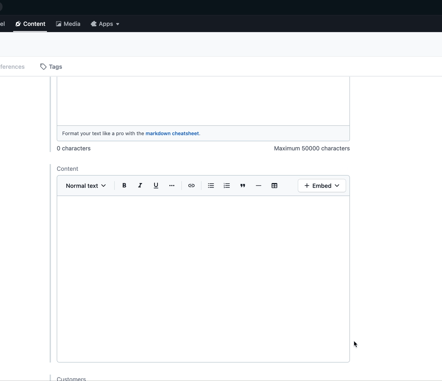 Add a cross-space entry block to the Rich text field